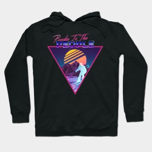 Retro Vaporwave Ski Mountain | Powder To The People | Shirts, Stickers, and More! Hoodie